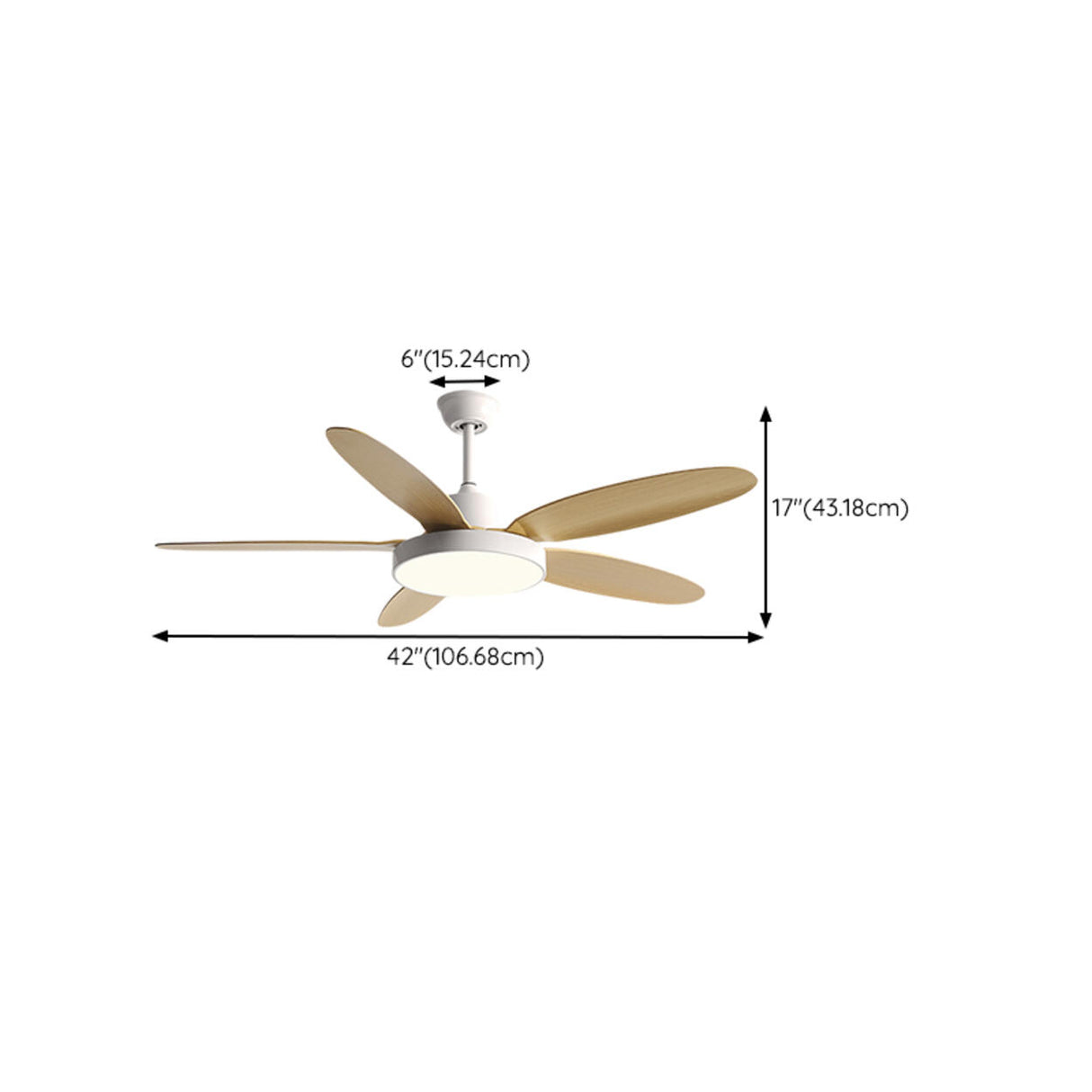 Simple Down Rod Standard Ceiling Fan with LED Light Image - 16