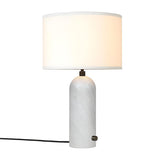 Simple Drum Fabric Shade Cylinder Stone Table Lamp Image - 6