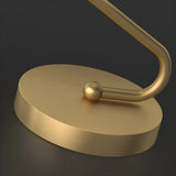 Simple Dual Opal Glass Globes Brass Curved Table Lamp Image - 9