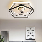 Simple Elegant 3 Blade Geometric LED Ceiling Fan Light Image - 2