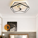 Simple Elegant 3 Blade Geometric LED Ceiling Fan Light Image - 4