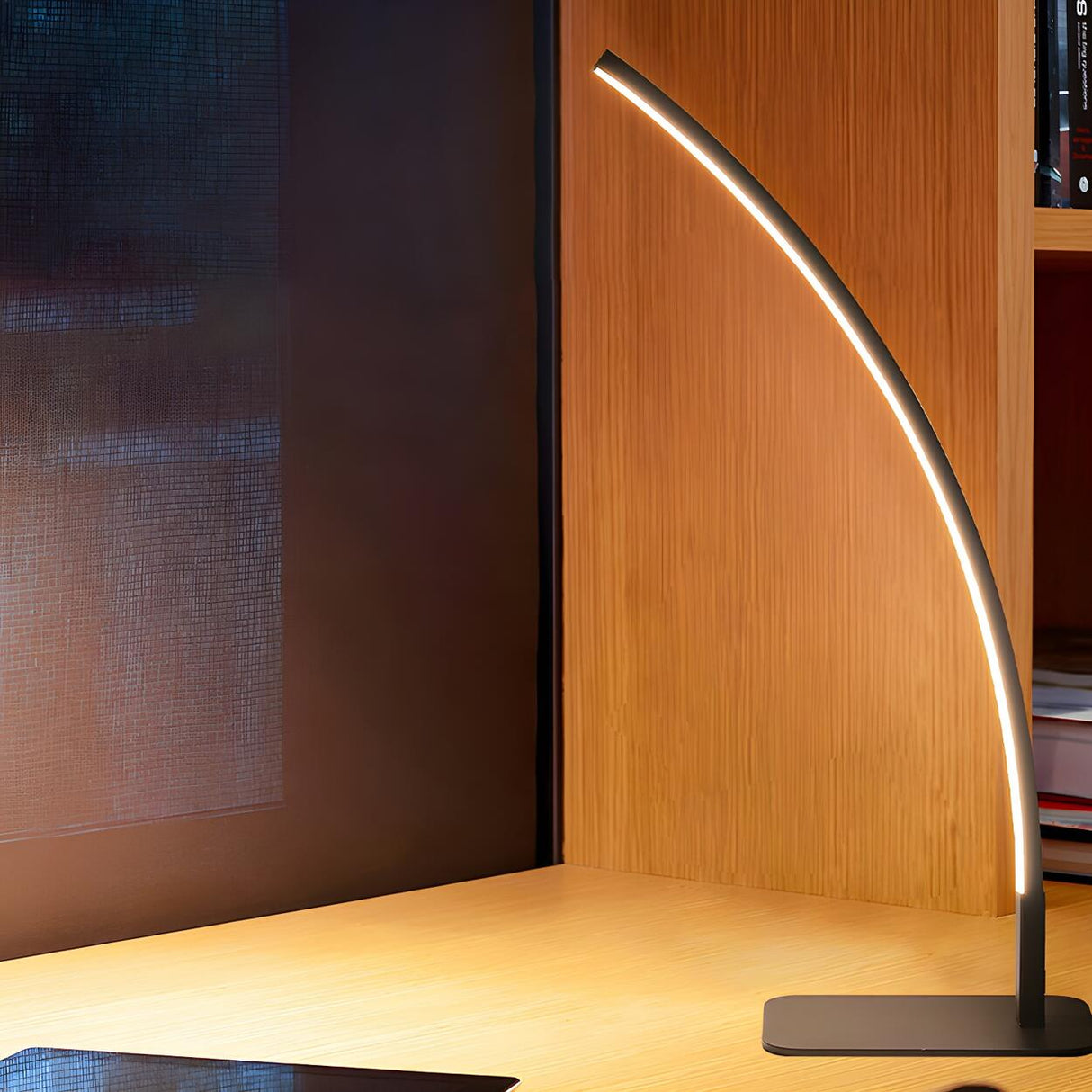 Simple Elegant Curved Linear LED Metal Table Lamp Image - 3