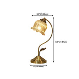 Simple Elegant Gold Flower Glass Shade Decor Table Lamp Image - 23