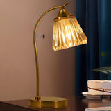 Simple Elegant Gold Flower Glass Shade Decor Table Lamp Image - 4