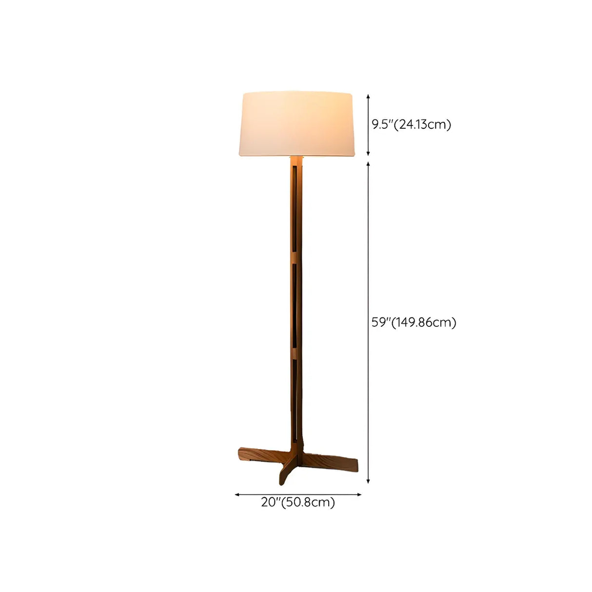 Simple Fabric Cylinder Shade Wooden Base Floor Lamp 