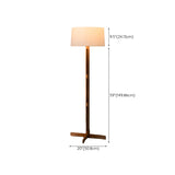 Simple Fabric Cylinder Shade Wooden Base Floor Lamp #size