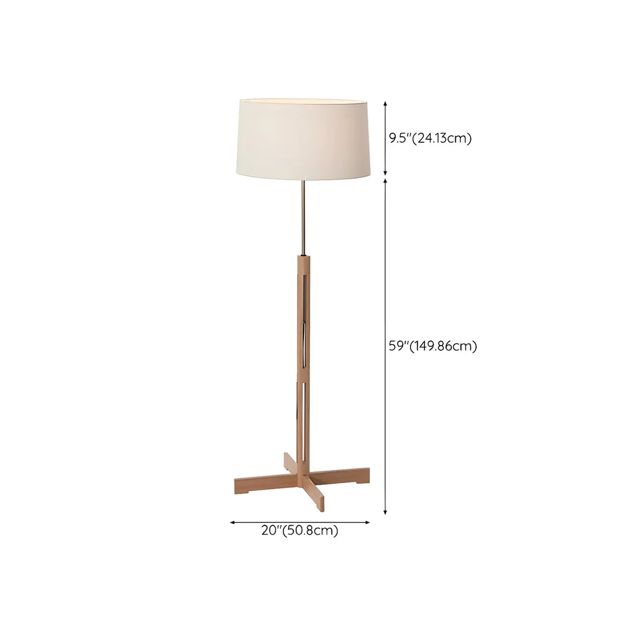 Simple Fabric Cylinder Shade Wooden Base Floor Lamp Image - 13