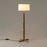 Simple Fabric Cylinder Shade Wooden Base Floor Lamp Image - 2