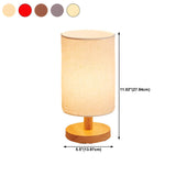 Simple Fabric Cylinder Shade Wooden Base Table Lamp #size