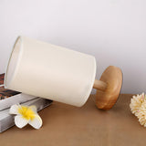 Simple Fabric Cylinder Shade Wooden Base Table Lamp Image - 9