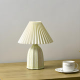 Simple Fabric Floral Pleated Shade Geometric Table Lamp Image - 10