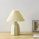 Simple Fabric Floral Pleated Shade Geometric Table Lamp Image - 13