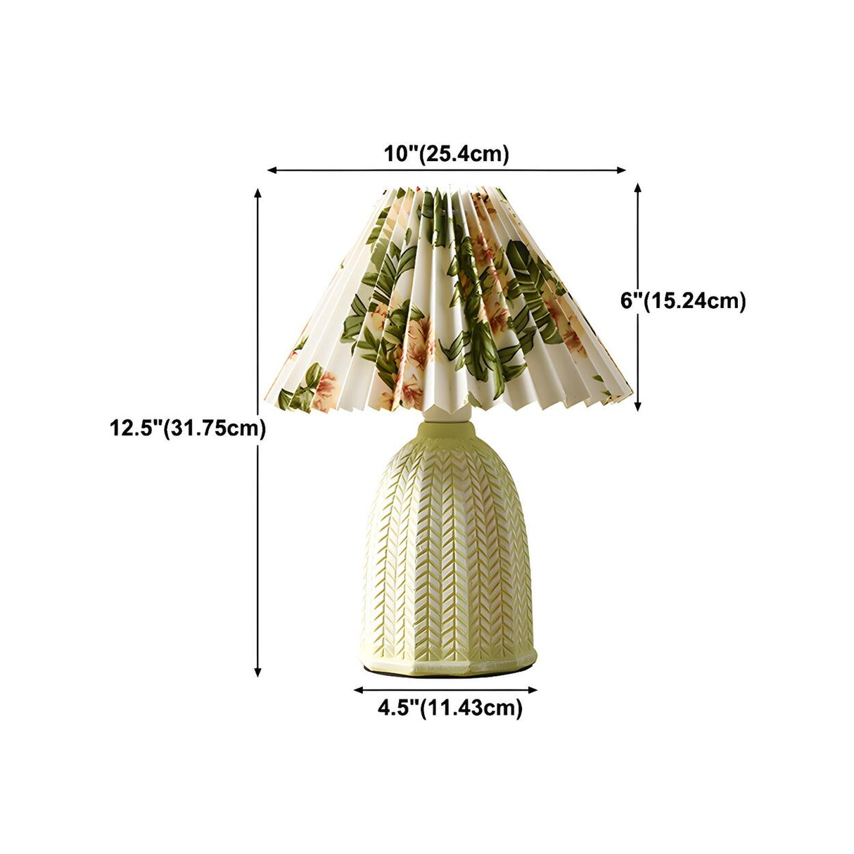 Simple Fabric Floral Pleated Shade Geometric Table Lamp Image - 15