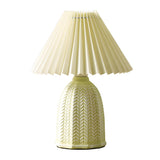 Simple Fabric Floral Pleated Shade Geometric Table Lamp Image - 5