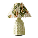 Simple Fabric Floral Pleated Shade Geometric Table Lamp Image - 6