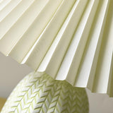 Simple Fabric Floral Pleated Shade Geometric Table Lamp Image - 7