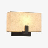 Simple Fabric Shade Geometric Bedroom Wall Sconce Image - 6