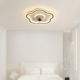 Simple Flower Flush Bedroom Ceiling Fan With Light Image - 1