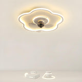 Simple Flower Flush Bedroom Ceiling Fan With Light Image - 18