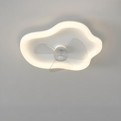 Simple Flush 3 Blade White Cloud Ceiling Fan with Light Image - 2