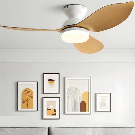 Simple Flush Mount 3 Blade Ceiling Fan with LED Light Image - 1