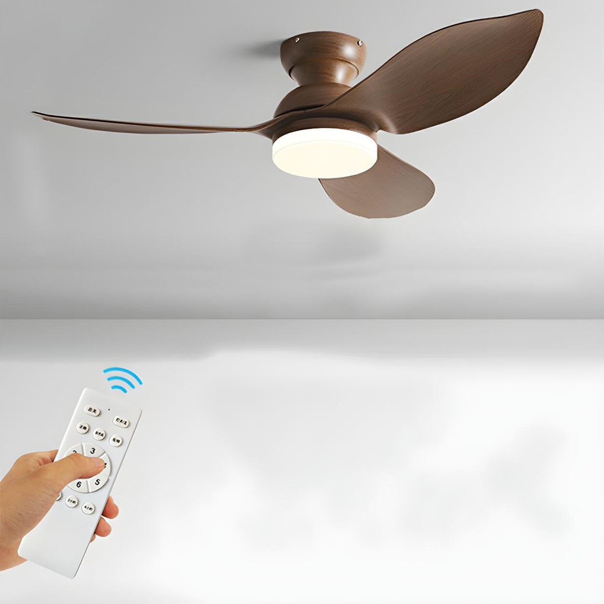 Simple Flush Mount 3 Blade Ceiling Fan with LED Light Image - 13