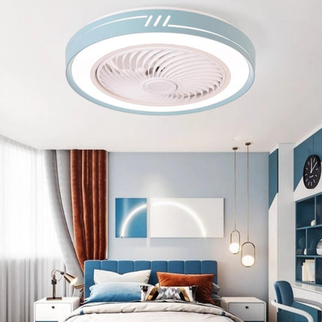 Simple Flush Mount Bladeless Ceiling Fan with Light Image - 1