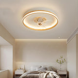 Simple Flush Mount Ring Ceiling Fan with LED Light Image - 1