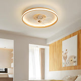 Simple Flush Mount Ring Ceiling Fan with LED Light Image - 14