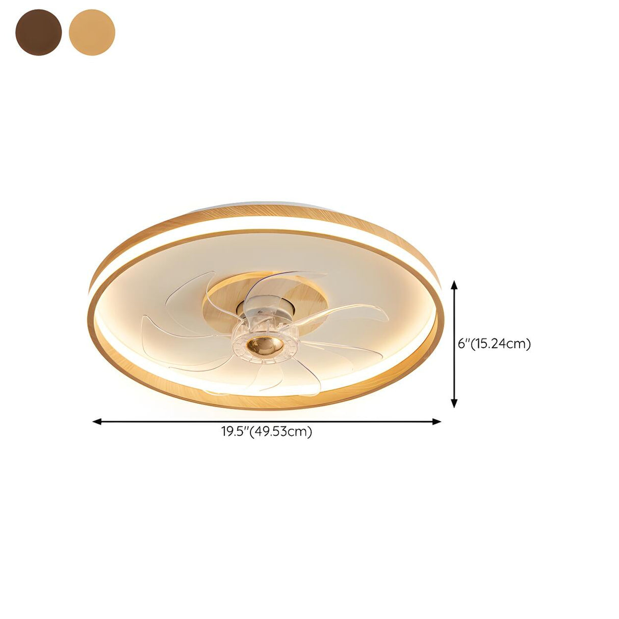 Simple Flush Mount Ring Ceiling Fan with LED Light 