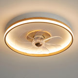 Simple Flush Mount Ring Ceiling Fan with LED Light Image - 8