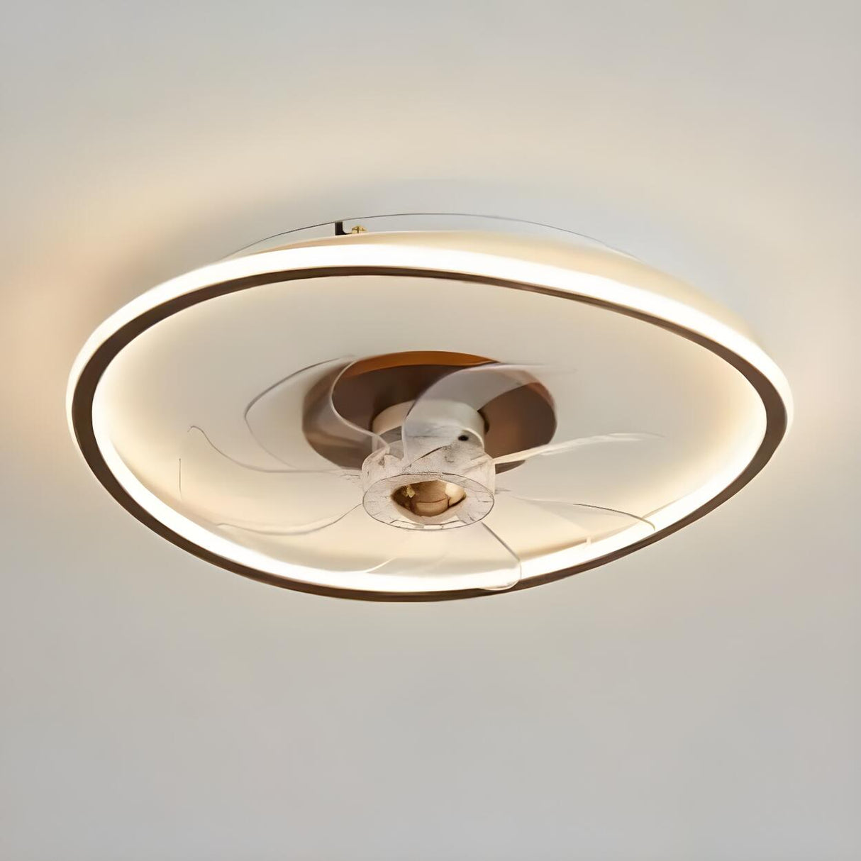 Simple Flush Mount Ring Ceiling Fan with LED Light Image - 9