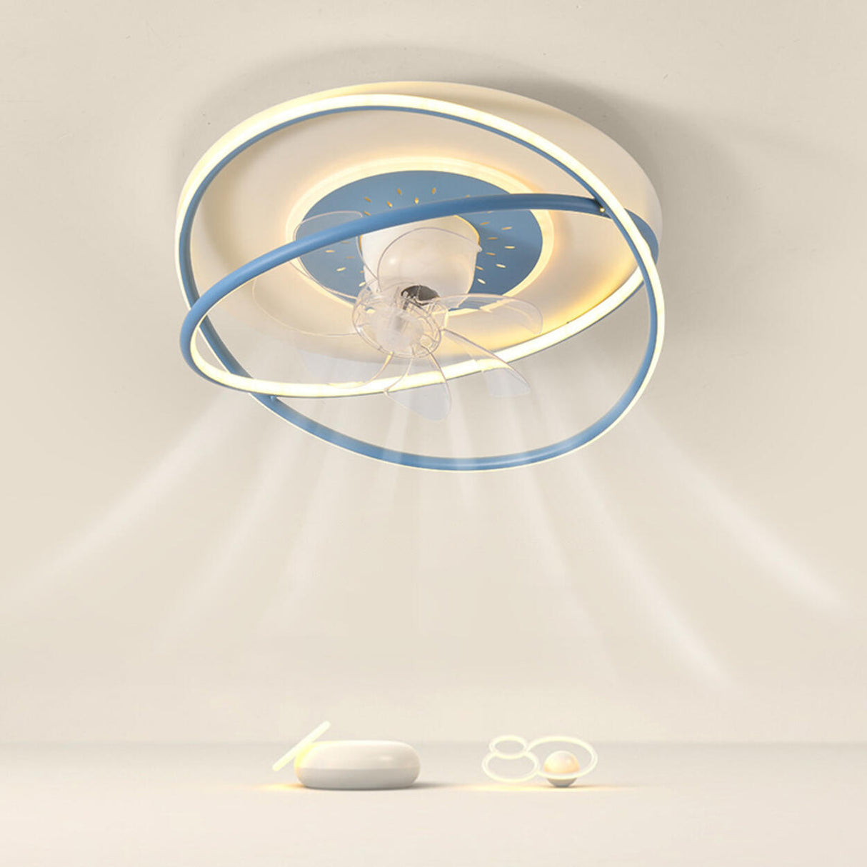 Simple Flush Mount Round Ring LED Ceiling Fan Light Image - 1