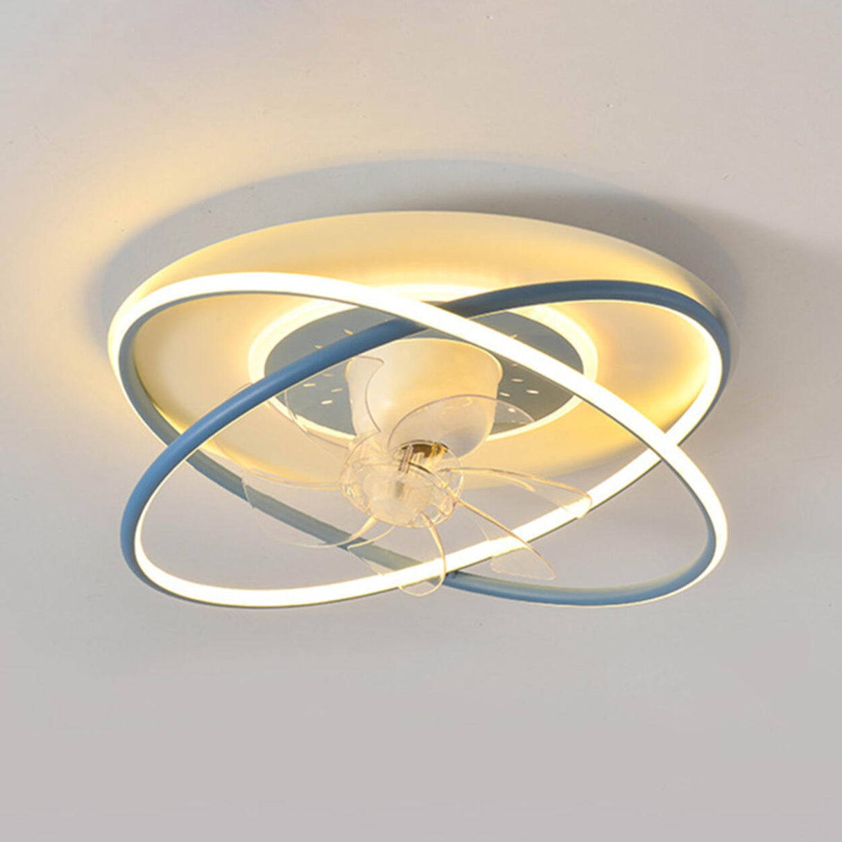 Simple Flush Mount Round Ring LED Ceiling Fan Light Image - 12