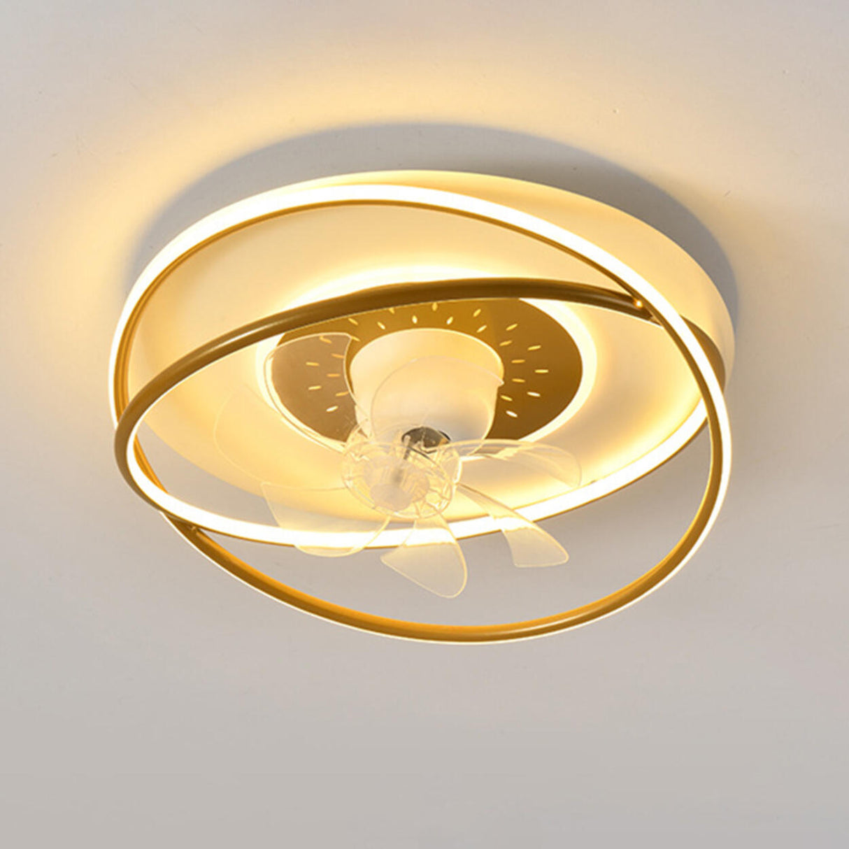 Simple Flush Mount Round Ring LED Ceiling Fan Light Image - 13