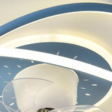 Simple Flush Mount Round Ring LED Ceiling Fan Light Image - 16