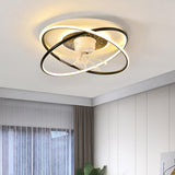 Simple Flush Mount Round Ring LED Ceiling Fan Light Image - 2