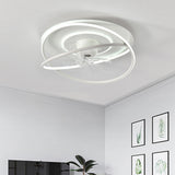 Simple Flush Mount Round Ring LED Ceiling Fan Light Image - 3