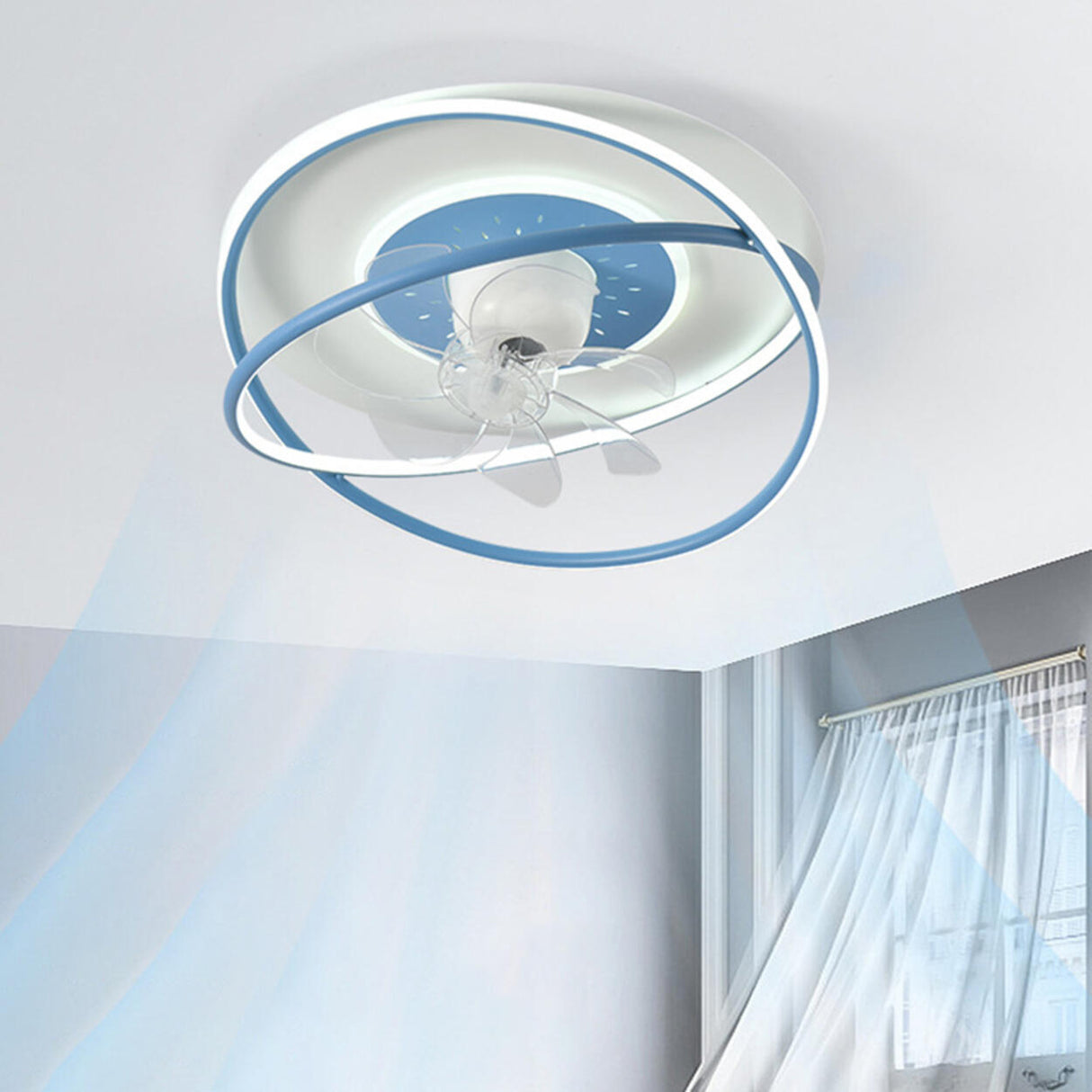 Simple Flush Mount Round Ring LED Ceiling Fan Light Image - 6