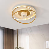 Simple Flush Mount Round Ring LED Ceiling Fan Light Image - 7