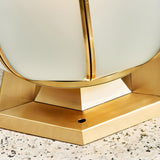 Simple Frosted Glass Brass Round Outdoor Table Lamp Image - 10