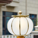 Simple Frosted Glass Brass Round Outdoor Table Lamp Image - 12