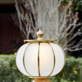 Simple Frosted Glass Brass Round Outdoor Table Lamp Image - 14