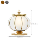 Simple Frosted Glass Brass Round Outdoor Table Lamp Image - 17