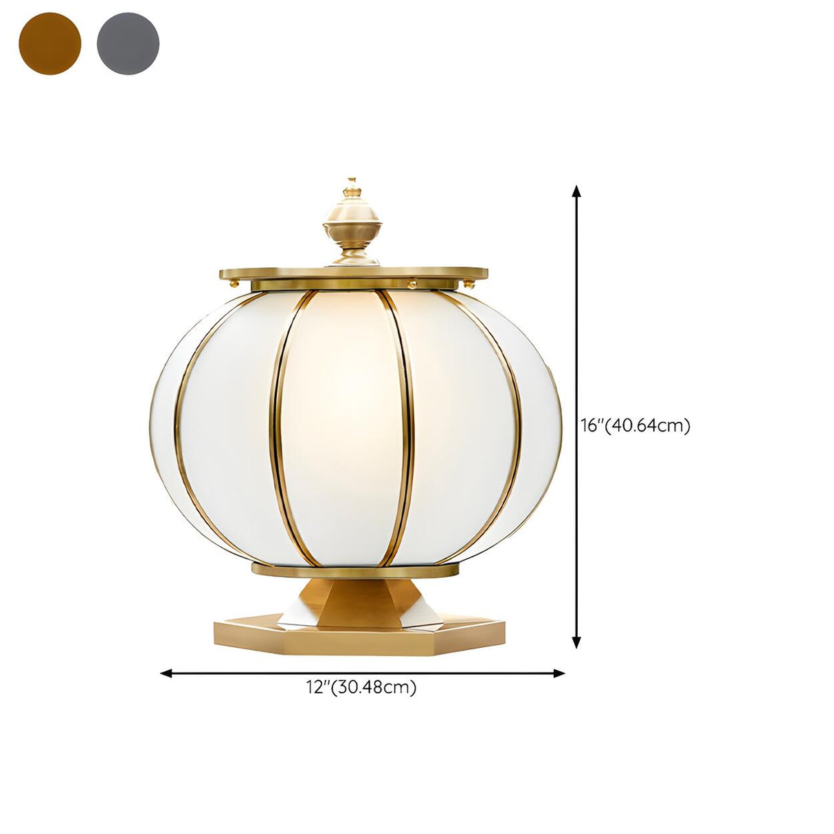 Simple Frosted Glass Brass Round Outdoor Table Lamp Image - 19