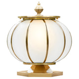 Simple Frosted Glass Brass Round Outdoor Table Lamp Image - 7