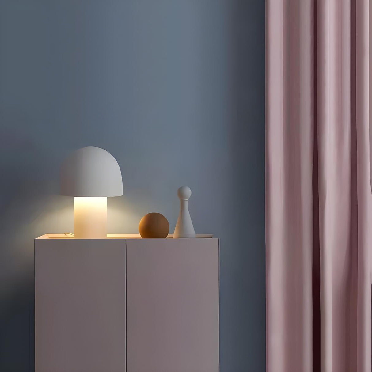 Simple Frosted Glass Mushroom Dome Bedside Table Lamp Image - 14