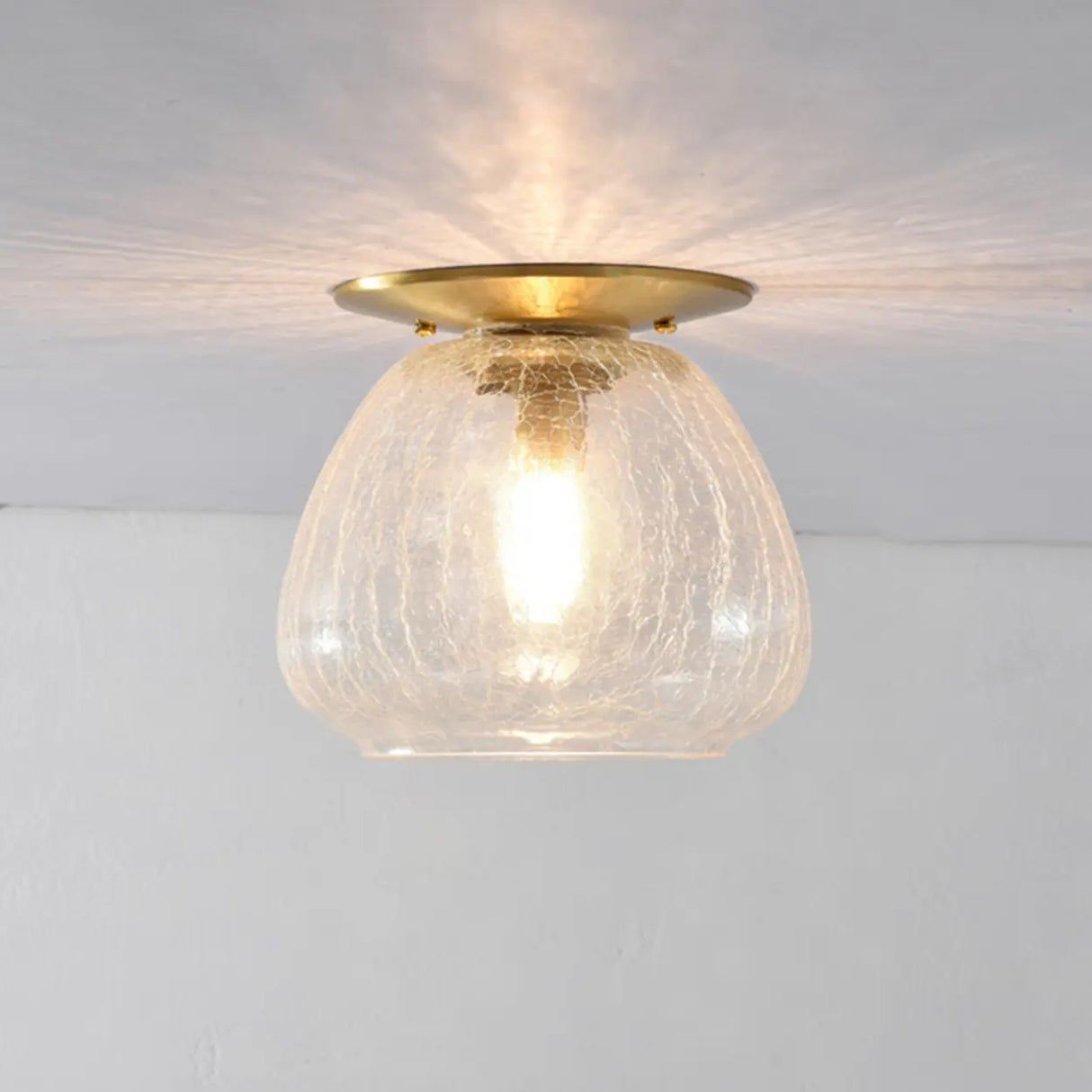 Simple Geometric Cracked Glass Semi-Flush Mount Light Image - 1