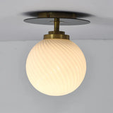 Simple Geometric Cracked Glass Semi-Flush Mount Light Image - 2