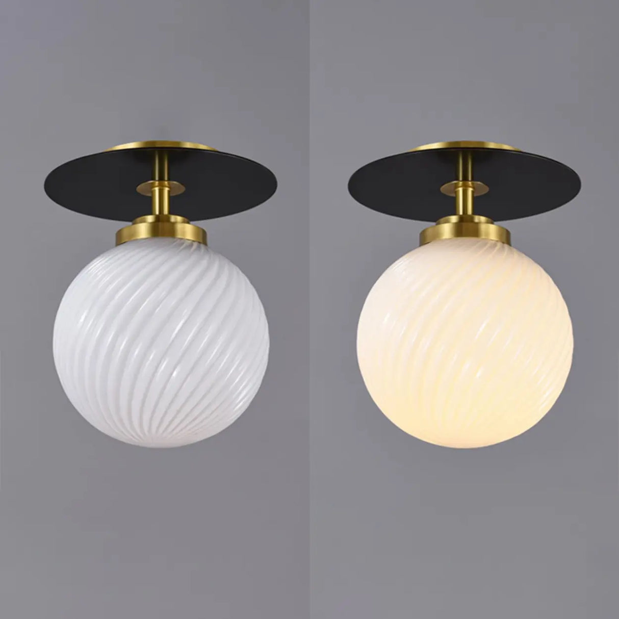 Simple Geometric Cracked Glass Semi-Flush Mount Light Image - 6